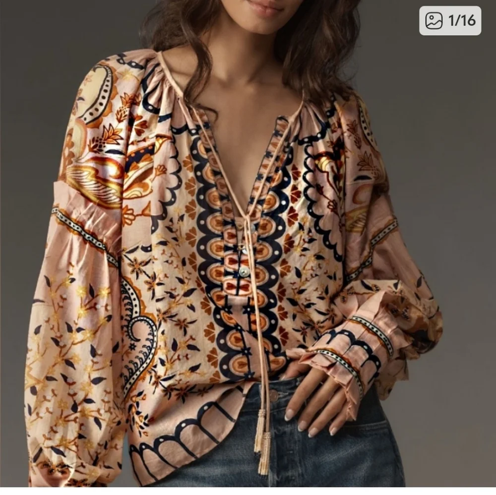 FARM Rio Bohemian Patterned Blouse - Picture 1 of 16